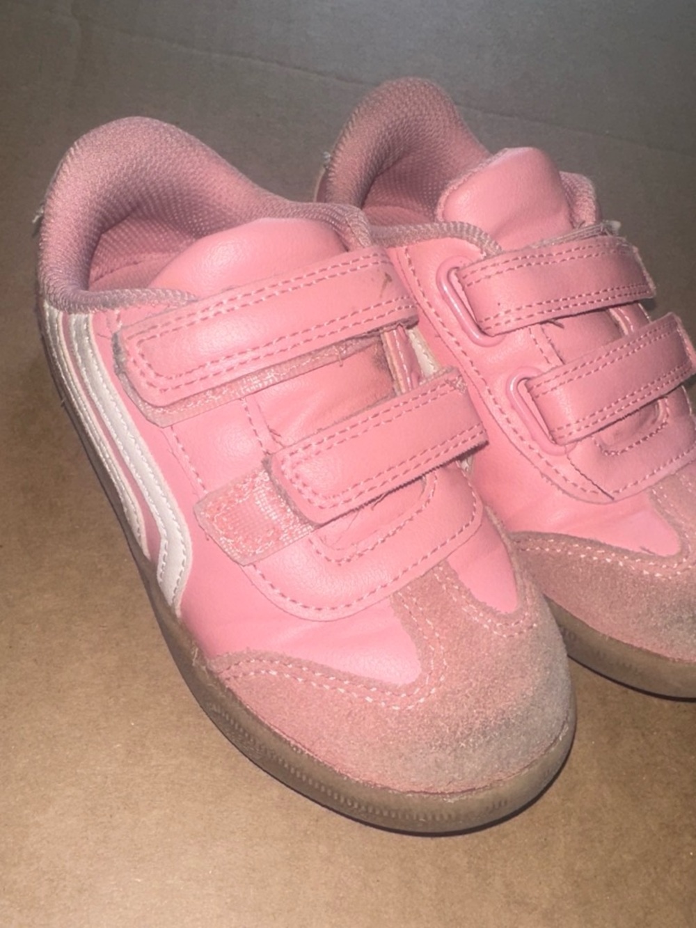 Kids Pink Velcro Casual Sneakers